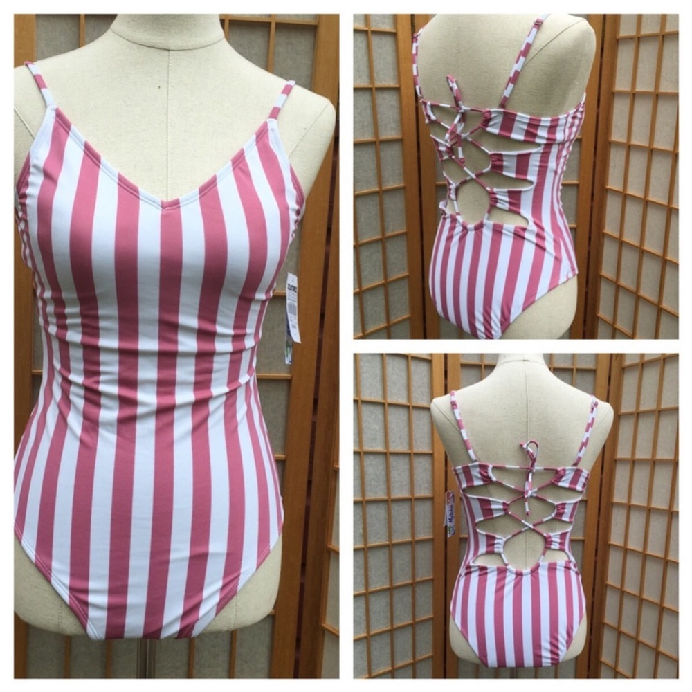 NWT Malibu Dream Girl Striped OnePiece Swimsuit SZ L